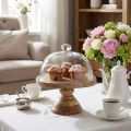 Houten bord met glazen koepel, decoratieve glazen bel, Ø27cm H31cm | Floristik24.nl