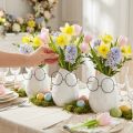 Vaas met glaasjes Paasdecoratie keramiek wit Ø8,5cm H13cm 3 st | Floristik24.nl