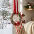Kerst raamkrans om op te hangen rood, wit Ø20cm L98cm | Floristik24.nl