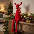 Decoratief elandbeeldje, bekleed met fluweel en voorzien van een strik, 80 cm | Floristik24.nl
