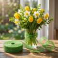 Groen jute lint, 5 cm breed, 40 m lang | Floristik24.nl