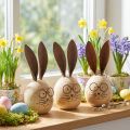 Eivormig konijnenfiguurtje met karakter voor lente- en seizoensdecoratie, 14 cm, 3 stuks | Floristik24.nl