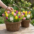 Ovale wilgentakjes met handvat, bruin, 28/24 cm, set van 2 | Floristik24.nl