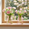 Glazen bloemenvaas, retro, roze getint, Ø11cm, H14.5cm, 2 stuks | Floristik24.nl