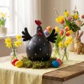 Decoratieve kip zwart houten decoratie kip Paasdecoratie hout H13cm | Floristik24.nl