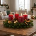 Donkerrode pilaarkaarsen, effen 70x80mm, set van 4 - Advent kaarsdecoratie | Floristik24.nl