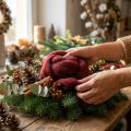 Wollen koord, decoratieve wol, donkerrood, 10 meter wollen lint voor bloemschikken en knutselen | Floristik24.nl
