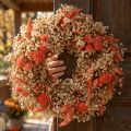Decoratieve krans droogbloemen bloemenkrans oranje crème Ø25cm | Floristik24.nl