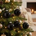 Kerstballen glas zwarte boomballen glanzend Ø7,5cm 12 stuks | Floristik24.nl