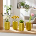 Cactus keramische vaas, gegroefd ontwerp voor een moderne inrichting, 13 cm, 4 stuks | Floristik24.nl