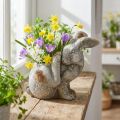 Konijn decoratieve betonnen bloempot antiek grijs 33,5x17x29,5cm | Floristik24.nl