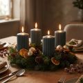 Antraciet pilaarkaarsen, gegroefde kaarsen, 70/90mm, set van 4, Adventsdecoratie | Floristik24.nl