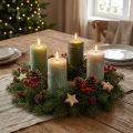 Set pilaarkaarsen, 3 kleuren, groen, effen kaarsen, tafeldecoratie, 70x120mm, 12 stuks | Floristik24.nl