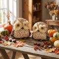 Uil decoratieve figuren herfst met kegels 12,5×10×10cm 2st | Floristik24.nl
