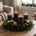 Effen pilaarkaarsen, antraciet, 70x100mm, set van 4 – decoratie, Advent, lange brandduur | Floristik24.nl
