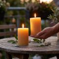 Effen honingkleurige pilaarkaarsen, 85x120mm, set van 2, decoratie voor huis &amp; tuin | Floristik24.nl