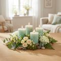 Effen kaarsen lichtgroen 60x80mm 4 st | Floristik24.nl