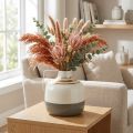 Charmante metalen decoratieve vaas met handvat, vintage stijl, crème/grijs/goud, Ø16cm, H17cm, voor droogbloemen en kunstplanten | Floristik24.nl