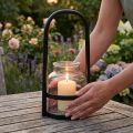 Lantaarn metaal glasdecoratie zwart helder handvat Ø14,5cm | Floristik24.nl