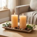 Kaarsen abrikoos lichtgekleurde stompkaarsen 85×150mm 2st | Floristik24.nl