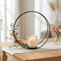 Decoratieve ring lantaarn metalen kandelaar zwart Ø35cm | Floristik24.nl