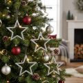 Kerstdecoratie ster hanger zilver glitter 7.5cm 40st | Floristik24.nl