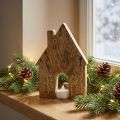 Houten huisdecoratie Kersthuis houten huisdecoratie houten standaard H15cm | Floristik24.nl