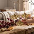 Ginkgobladhanger, adventsdecoratie, metalen decoratie voor de herfst Gouden L12cm 12 st | Floristik24.nl