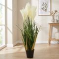 Rietgras in pot Kunstplant Crème, Groen 79cm | Floristik24.nl