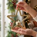 Decoratieve ster theelichthouder om op te hangen metaal goud 20cm | Floristik24.nl