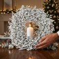Kerstkrans Witte krans van gedroogde bloemen Vlaskruid Ø34cm | Floristik24.nl