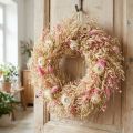 Decoratieve krans, haverkrans, natuurlijke krans, strobloemen, roze, Ø29cm | Floristik24.nl