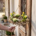 Houten krans om op te hangen met haak van berkenhout Ø35cm - Natuurlijke decoratie voor lente, macramé, bloemen &amp; kruiden | Floristik24.nl