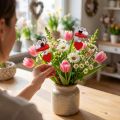 Decoratieve harten met muisjes op stokje rood 12 st | Floristik24.nl
