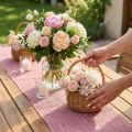 Tafelloper jute jute lint tafellint roze B15cm L10m | Floristik24.nl