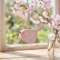 Decoratieve vogel lentedecoratie hangdecoratie hout roze 15×8,5cm | Floristik24.nl