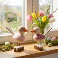 Houten vogel deco figuur raamdecoratie lente roze H15cm 2st | Floristik24.nl