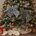 Decoratieve hangende strik, kerststrik, fluweel, geribbeld, 24 cm, 2 stuks | Floristik24.nl