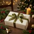 Kerstlint Kersttijdlint Groen Goud 15mm 20m | Floristik24.nl