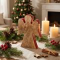Engel decoratiefiguur hout rood, natuur 15cm | Floristik24.nl