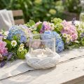 Lantaarn glas macramé wit gevlochten Ø13cm H10cm | Floristik24.nl