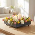 Decoratief dienblad metaal zwart grijs gewassen 15×15cm 2 stuks | Floristik24.nl