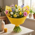 Cuffpapier vloeipapier bloemenpapier geel geruit 25cm 100m | Floristik24.nl