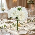 Elegant decoratief bruidsboeket met parels en strass-steentjes, kunstbloemen, zijden bloemenboeket, witte en crèmekleurige bruidsdecoratie, 29 cm | Floristik24.nl