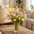 Decoratieve plug paaseieren met strik kleurrijk 4x5,5cm 12 st | Floristik24.nl