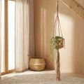 Macramé Hangdecoratie Boho Beige Bruin Ø12cm H79cm Plantenhanger | Floristik24.nl