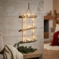 Kerstwanddecoratie met micro LED-lichtjes, kleine houten sneeuwvlokken en met sneeuw bedekte takken H150cm | Floristik24.nl
