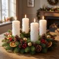Adventskaarsenset van 4 - Witte stompkaarsen met sneeuwbaleffect en vorstpatroon, kerstdecoratie 150/60mm | Floristik24.nl
