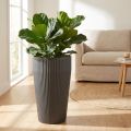 Staande vaas kunststof plantenbak antraciet Ø28cm H46,5cm | Floristik24.nl