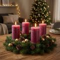 Effen pilaarkaarsen Berry Purple 70x120mm 4-pack - Perfect voor tafeldecoraties en feesten | Floristik24.nl